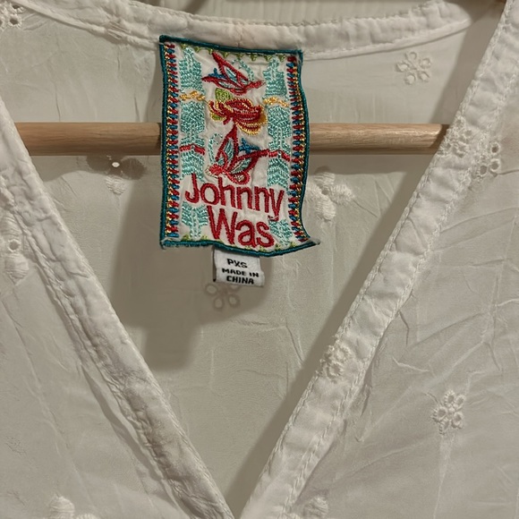 Johnny Was sheer color embroidered top - Picture 6 of 7